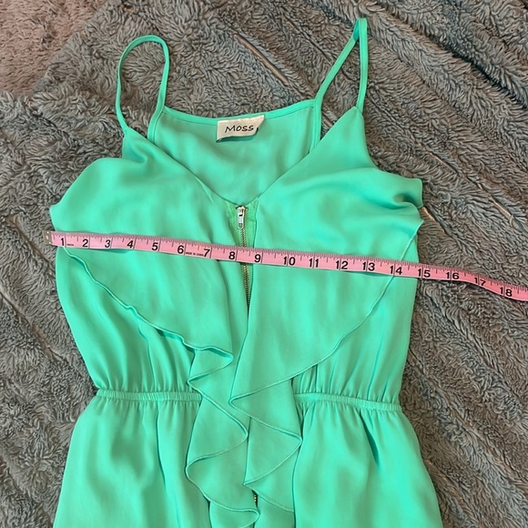 Green Ruffle Zipper Dress- by Moss - Picture 5 of 6